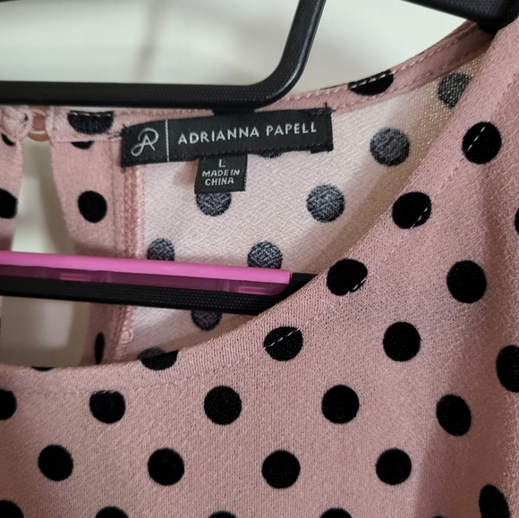 Adrianna Papell Pink and Black Polka Dot Blouse - Picture 4 of 7
